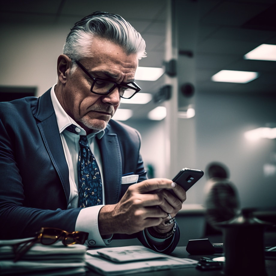 businessman uses TikTok on his phone
