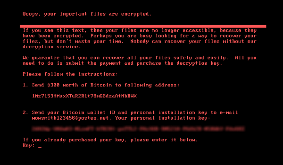 Petya ransomware screen