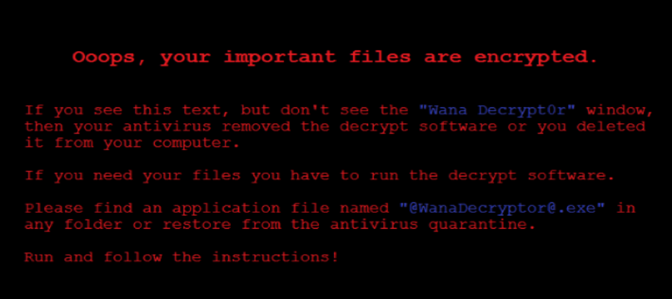 WannaCry ransomware screenshot